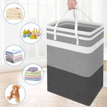 1PC Large Collapsible Tall Laundry Basket Hamper With Extended Carry Handles Waterproof Freestanding Clothes Hampers For Laundry Bedroom Dorm Towels Toys 19.81gal/75L Gradient Blue And Grey