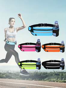 Compact, Reflective Sports Waist Pack With Waterproof Phone Pouch & Bottle Holder - Durable Polyester, Zip Closure For Running & Fitness - Multicolor - View 4