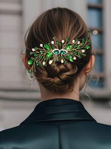 1 件手工制作的带水晶花的新娘头饰，适用于婚礼、仪式、派对、新娘发饰 HP847、发饰、发饰、婚礼、梳子、侧梳 - 彩色 - 查看 11