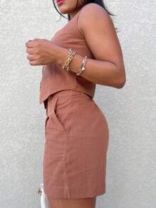 Women's Set (100% Cotton) - Brown - View 3
