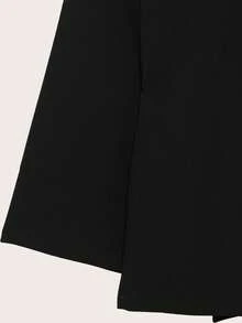 休闲纯色系带长袍式夹克，适合春秋季节 - 黑色 - 查看 5