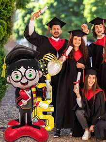 1 pieza Globo de aluminio de 46" con forma de gorro de graduado, decoración para ceremonia y fiesta de graduación, apto para actividades de campus y fiestas de graduación, adecuado para uso en interiores y exteriores