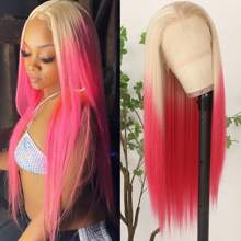 Gorgeous Ombre Blue Synthetic Lace Front Wigs 26 Inch Pre Plucked Long Straight Hair Wigs Glueless Blue White Ombre Colored Wigs Soft Christmas Wigs Heat Resistant Ombre Blue Lace Front Wigs For Fashion Women Perfect For Daily Wear & Parties - Màu đỏ ombre - Xem 1
