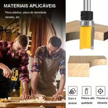 Kit 4 Fresa Tupia Haste Paralela Rolamentada 6mm Modelo - Amarelo/Prata - Visão 6