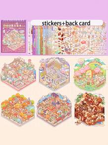 3D Miniature Scene Sticker Collection Book, Diorama Stickers For 3D Micro Landscape, Perfect Gift For Friends And Family, Easy To Store And Display,School Supplies,Back To School