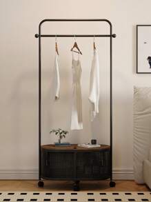 Decoración del hogar, perchero metálico con ruedas para colgar ropa, de estilo crema con motivos de líquenes colgantes, de montaje rápido