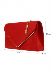 Girly Handbags Womens Faux Suede Envelope Clutch Bag Small - Red - View 2