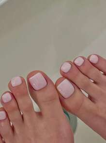 26 Stücke rosa Aufklebe-Nägel, kurze halb-aushärtende Gel-Zehennägel Sticker, einfaches mehrfarbiges einfarbiges Design voller Nagel Wrap, Salonqualität, UV-frei - Selbstklebende Nail Art Sticker für Frauen und Mädchen für den täglichen Gebrauch, Salonqualität Nagelpflege Produkte