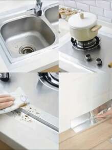 1 Roll Of Kitchen Aluminum Foil Tape, Kitchen Stove Sink Beautiful Seam, And High Temperature Water Heater Range Hood Smoking Pipe Sealing, Water Pool Edge Sealing Water Stopper, Anti-Mildew Self-Adhesive Thickened High Temperature Sticker