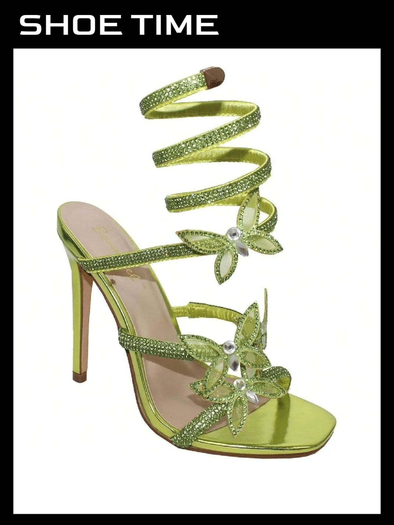Bonnibel Women Butterfly Rhinestone Strappy High Heels Sandals Patricia-2 - 綠色 - 查看 1