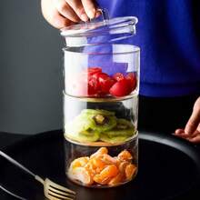 Glass Salad Bowl, Heat-Resistant Transparent Bowl With Lid, Small & Large Size, Fruit Bowl, Tableware Set