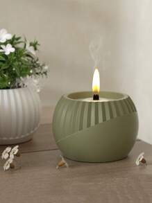 DIY Nordic Creative Vertical Stripe Pattern Succulent FlowerPot Mold Concrete Gypsum Clay Casting Circular Plant Pot Mold Aromatherapy Candle Cup Plaster Candle Container Storage Box Silicone Resin Mold Home Decor - White Silicone Mold - View 6