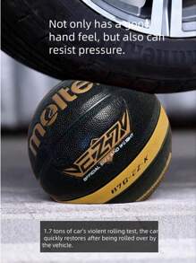 1pc Size 7, 6, 5 Standard Adult Competition, Youth Training, Handmade Leather-Wrapped, 12-Panel PU Wear-Resistant, High Rebound, Outdoor/Indoor Basketball, Black