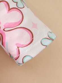 2pcs/Set Infant Girls Adorable Ribbed Patchwork Clover Print Long Sleeve Bodysuits With Hair Band, Spring/Summer Outfit - Pink - View 3