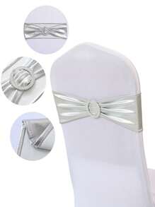 2pcs/10pcs/20pcs High Quality Shiny Silver Spandex Bowknot Elastic Chair Sash, Suitable For Home, Hotel, Party, Wedding, Birthday, Metal Chair Back Bow Ribbon - Silver - View 4