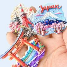1pc Resin Souvenir Artistic Fridge Magnet Home Decor, Representing Japanese Culture Landmarks Like Tokyo Tower, Mt. , Sakura, Torii Gate, Shrine, Osaka Castle, Carp Flag, Hokkaido, Honshu, Shikoku, Nagoya, Fukuoka, History, Creativity, Cartoon, Kitchen, Office, Shop Decoration - Multicolor - View 6
