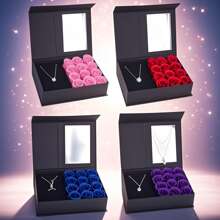 1pc Ins Style Rose Gift Boxes (Jewelry Not Included), Rose Material, Gift Box Material Is And Paper, Can Be Matched With Various Jewelry, Ins Style, Light Luxury, High-End, Gift Box Suitable For Home Decoration, Wedding Gifts, Wedding Anniversary Gifts, Girlfriend Gifts, Mother's Day Gifts.