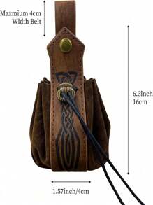 Leather Drawstring Pouch Nordic Embossed Belt Bag Vintage Renaissance Waist Bag Leather Drawstring Change Purse Medieval Belt Accessories For Men Women Halloween - A - View 6