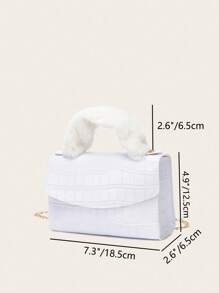 Horizontal Fluffy Crocodile Pattern Wrist Clutch Handbag