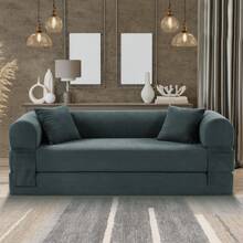 Compression Sofa - Convertible Floor Foldable Sofa Bed - With 2 Pillows, Corduroy, Queen Size - Màu xám đen - Xem 4