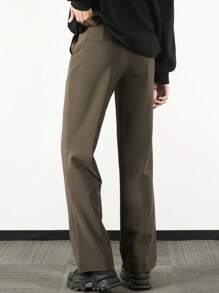 Pantalon slim coupe évasée de couleur unie pour hommes - Taupe - Voir 2