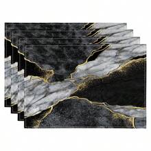 4pcs Digital Printed Placemat, Marble Pattern Design Placemats, Suitable For Daily Use, Holidays, Parties, Birthdays, Weddings, Banquets, Kitchen, Dining Room Home Decor - Multicolor - View 14