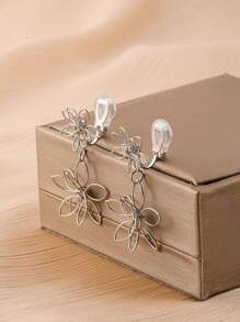 1 对时尚五叶编织吊坠耳环，高端美观纤薄夹式耳环，适合女性日常佩戴和节日礼物 - 耳夾 - 查看 5