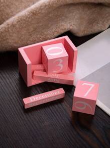 1 pieza Calendario de madera DIY minimalista rosa y blanco, artesanía decorativa de escritorio para decoración de hogar de alta gama, artículos escolares