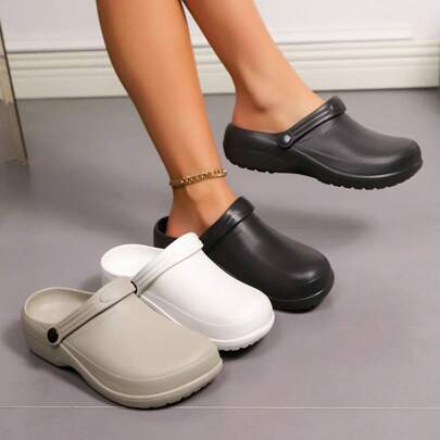 Scarpe da lavoro antiscivolo e durevoli per donne chef, design leggero slip-on, colore unito, adatte per infermiere