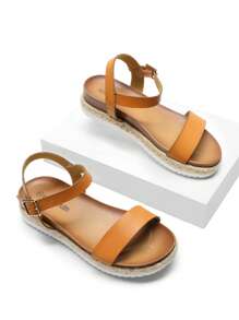 Women's Wedge Sandals Low Heel One-Strap Ankle Strap For Dress Vacation, Wedding,Beach Commuting Summer Flat Sandal  CAMEL Shoes - 駝色 - 查看 6