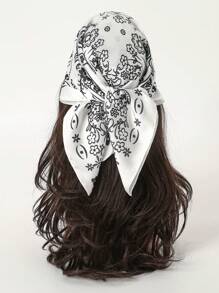 1pc Simple Printed 70cm Bandana Scarf, New Spring Versatile Scarf/Headband/Belt Accessory, Geometric Pattern Casual Square Scarf For Women, Spring/Summer/Autumn