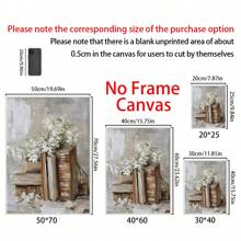 1 件春季花卉印花柔软 Cottagecore 可打印墙壁艺术轻学院春季装饰书堆画精致花卉墙壁艺术、极简主义花卉植物家居墙壁艺术、礼物、有趣和创意的家居墙壁装饰、卧室、客厅、厨房、浴室、咖啡厅、宿舍墙壁艺术帆布海报