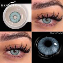 Eyeshare 1 对彩色隐形眼镜，时尚蓝色眼镜片，绿色隐形眼镜，灰色瞳孔镜片，棕色隐形眼镜，软性镜片，万圣节服装角色扮演 - 藍色 - 查看 4