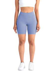 Women's Plus Size High Waist Tight Athletic Shorts, Slimming & Lifting Design, Pocketed Casual, Suitable For Cycling, Yoga, Fitness, Spring/Summer