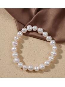 1 String 9mm Potato White Pink Purple Freshwater Pearl Elegant Charming Lovely Bracelet For Women Daily Life Or Party - Beaded Bracelet - View 2