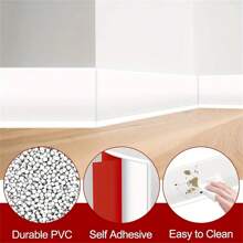 1pc 1M/3Meters/6M Length 8cm Width Self-Adhesive PVC Skirting Board, Flexible Molded Decorative Corner Trim For Home Renovation - White - Multicolor - View 5