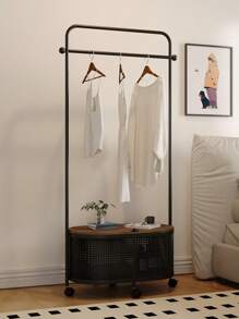 Decoración del hogar, perchero metálico con ruedas para colgar ropa, de estilo crema con motivos de líquenes colgantes, de montaje rápido
