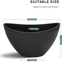 LaDoVita Plant Pots With Drainage Holes, 12 Inch Large Planters For Indoor Plants, Plastic Flower Pots Outdoor, 2 Pack, Marble Pattern Grey - 黑色 - 查看 2