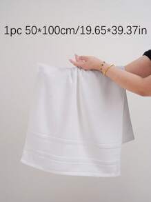 QIBHI 1条纯色100%纯棉缎面毛巾/面巾/浴巾，吸水性强，柔软舒适，适合用作客用毛巾、浴室装饰、欧式风格毛巾、秋季装饰毛巾、返校季毛巾、美容院/家庭浴室/淋浴毛巾、酒店/运动用品、家居必备毛巾、护肤品 - 白色 - 查看 12