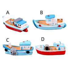 1pc Mini Boat Model, Resin Mediterranean Decor Desktop Fishing Boat Figurine, Ocean Beach Micro Landscape Decoration