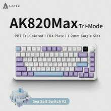 NACODEX-三模機械鍵盤，無線熱插拔遊戲專用GASKET結構75配列長效力三拼女孩配色鍵帽音量旋鈕-AK820 MAX海鹽開關V2紫白藍色 - 淡紫色 - 查看 13