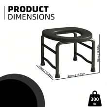 1 bucată scaun de toaletă negru, suportă până la 300 de livre, ușor de curățat, potrivit pentru femeile în vârstă și femeile însărcinate, poate fi folosit ca scaun de toaletă sau bancă de duș