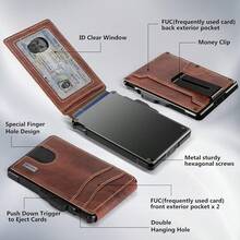 Umoven Wallet For Men - With Money Clip Slim Leather Slots Credit Card Holder RFID Blocking Bifold Minimalist Wallet - 棕紅色 - 查看 2