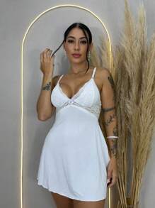 Sexy Lace Nightdress Backless Pajamas Comfortable Sensual Elegant Night - 白色 - 查看 1