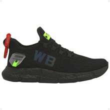 Men's Gym Running Shoes Knit Reflective EVA Sole Comfortable - Black And Silver - View 2
