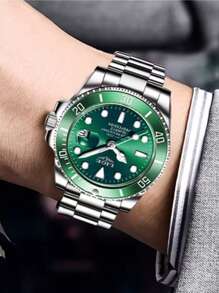 Men's Quartz Watch RLX Functional Steel Strap Water Resistant - Green - View 1