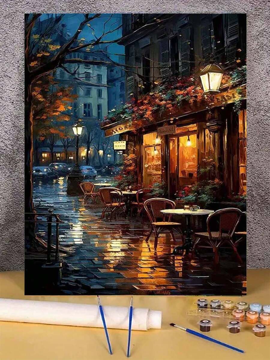 1 套 DIY 数字油画套件，适用于卧室装饰和墙壁艺术的艺术油画套装，简单有趣的绘画方法，无需绘画背景，实现您的艺术家梦想，沉浸在色彩缤纷的世界中，每一笔都是自我表达，为生活增添浪漫，送给家人和朋友的最佳礼物，40*50 厘米 - 黑色 - 查看 1