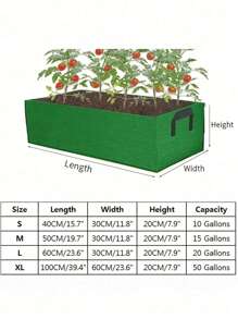 1 件布艺高架花园床方形花园花卉种植袋蔬菜种植袋花盆花卉带手柄适用于花卉蔬菜植物、土豆、矩形种植容器适用于室内外园艺 - 彩色 - 查看 6