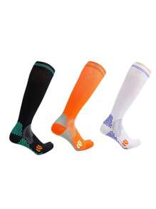 3 Pairs Women's Sports Running Compression Socks, Nylon Quick Dry Breathable Marathon Leg Support Socks - Multicolor - View 11