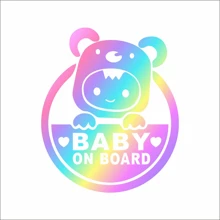 1pc Cute Cartoon Baby On Board Reflective Car Sticker - Multicolor - View 9